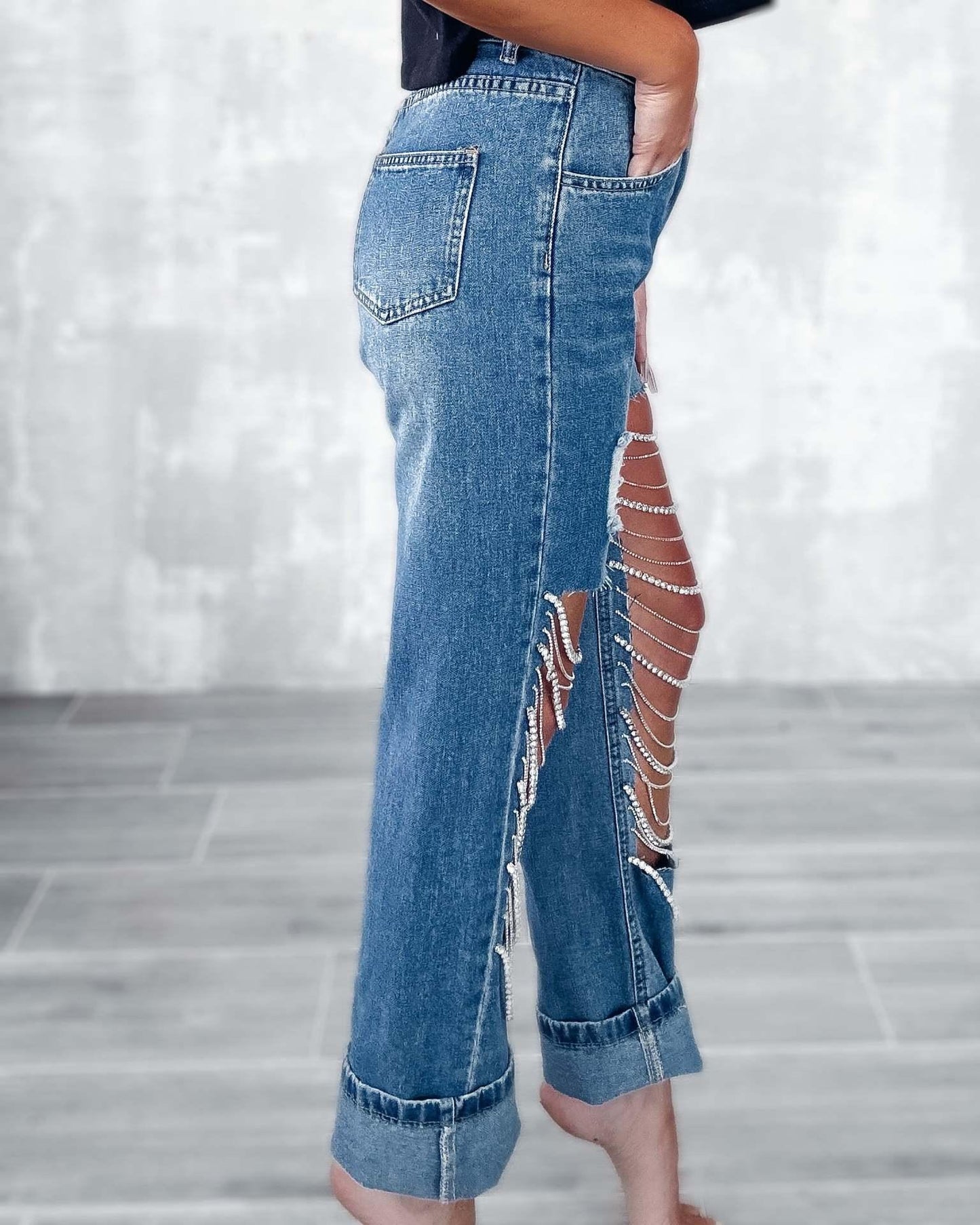 Jeans Women's  Straight-leg Pants