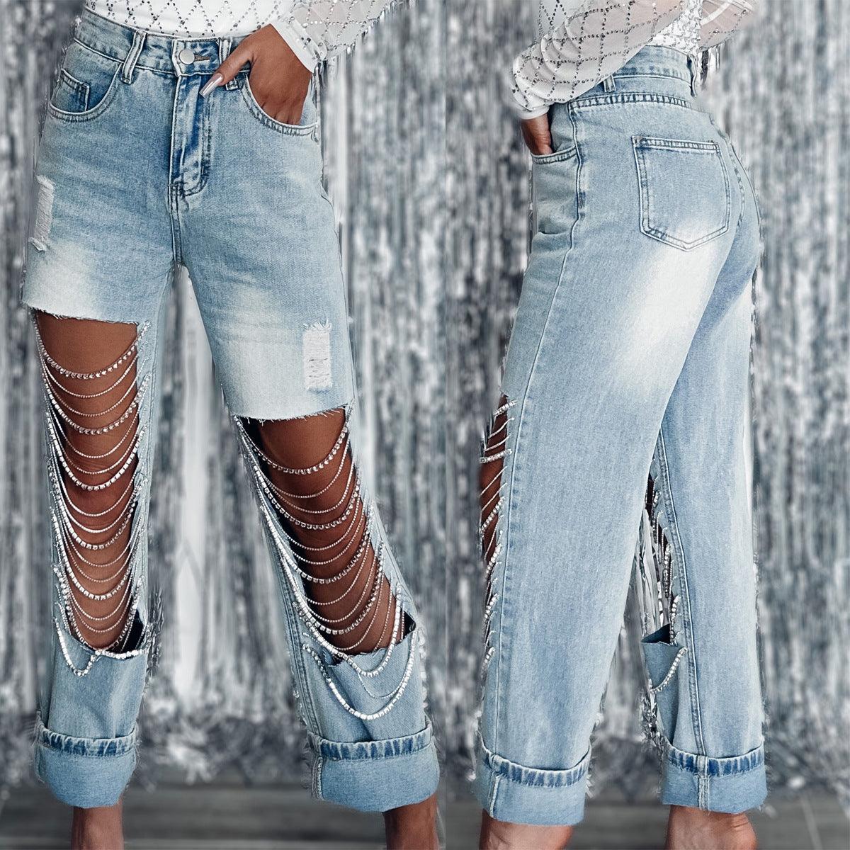 Jeans Women's  Straight-leg Pants