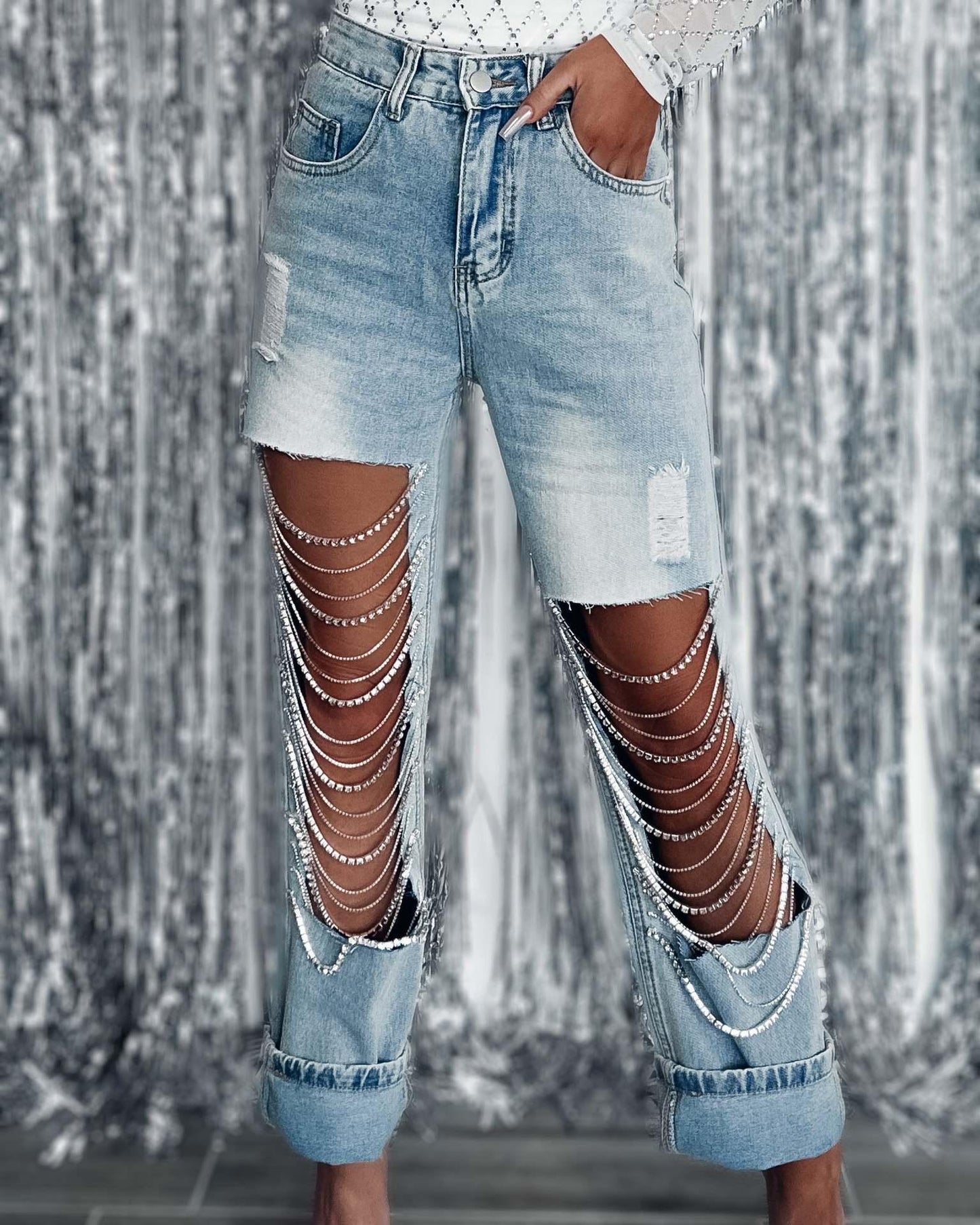 Jeans Women's  Straight-leg Pants