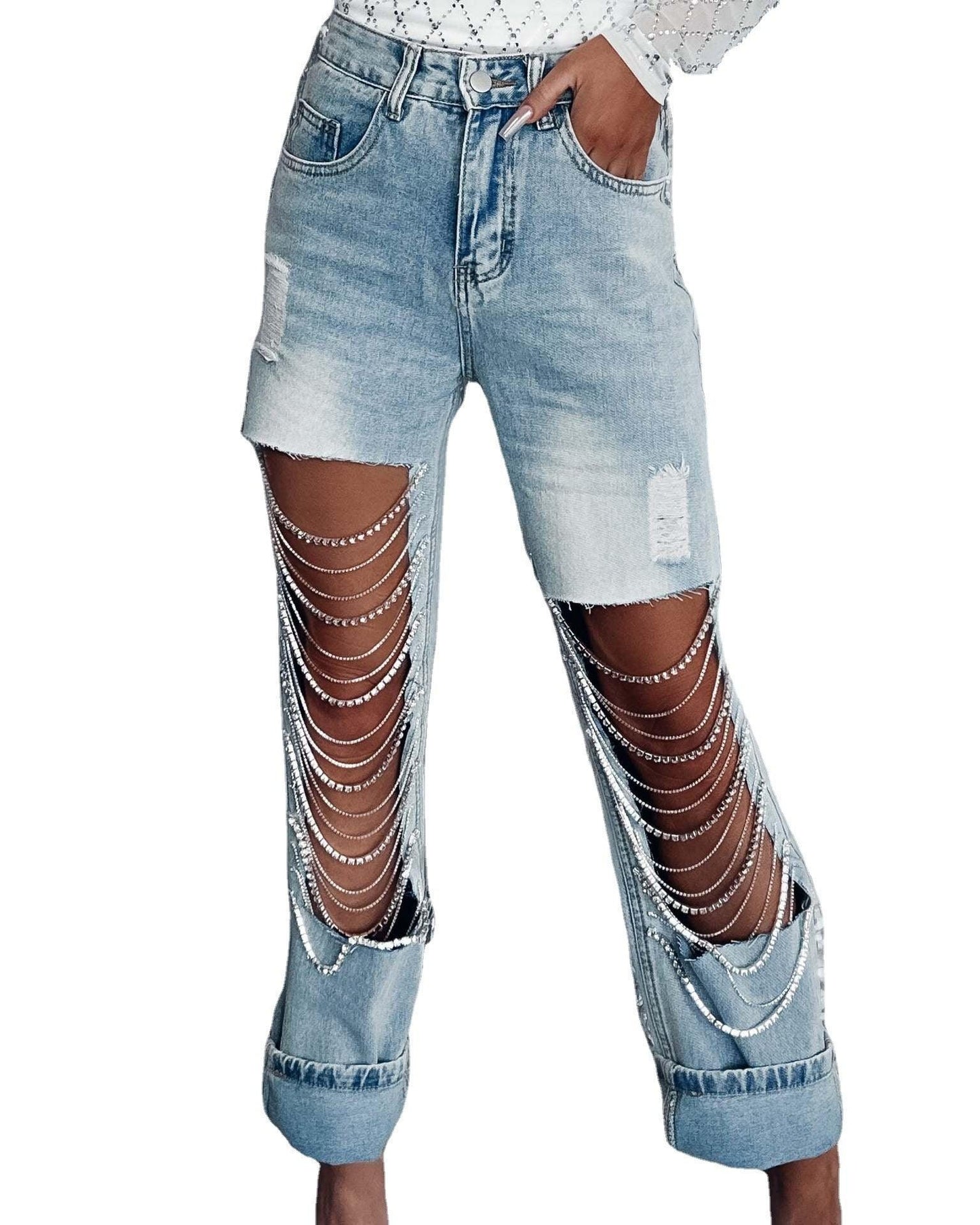 Jeans Women's  Straight-leg Pants