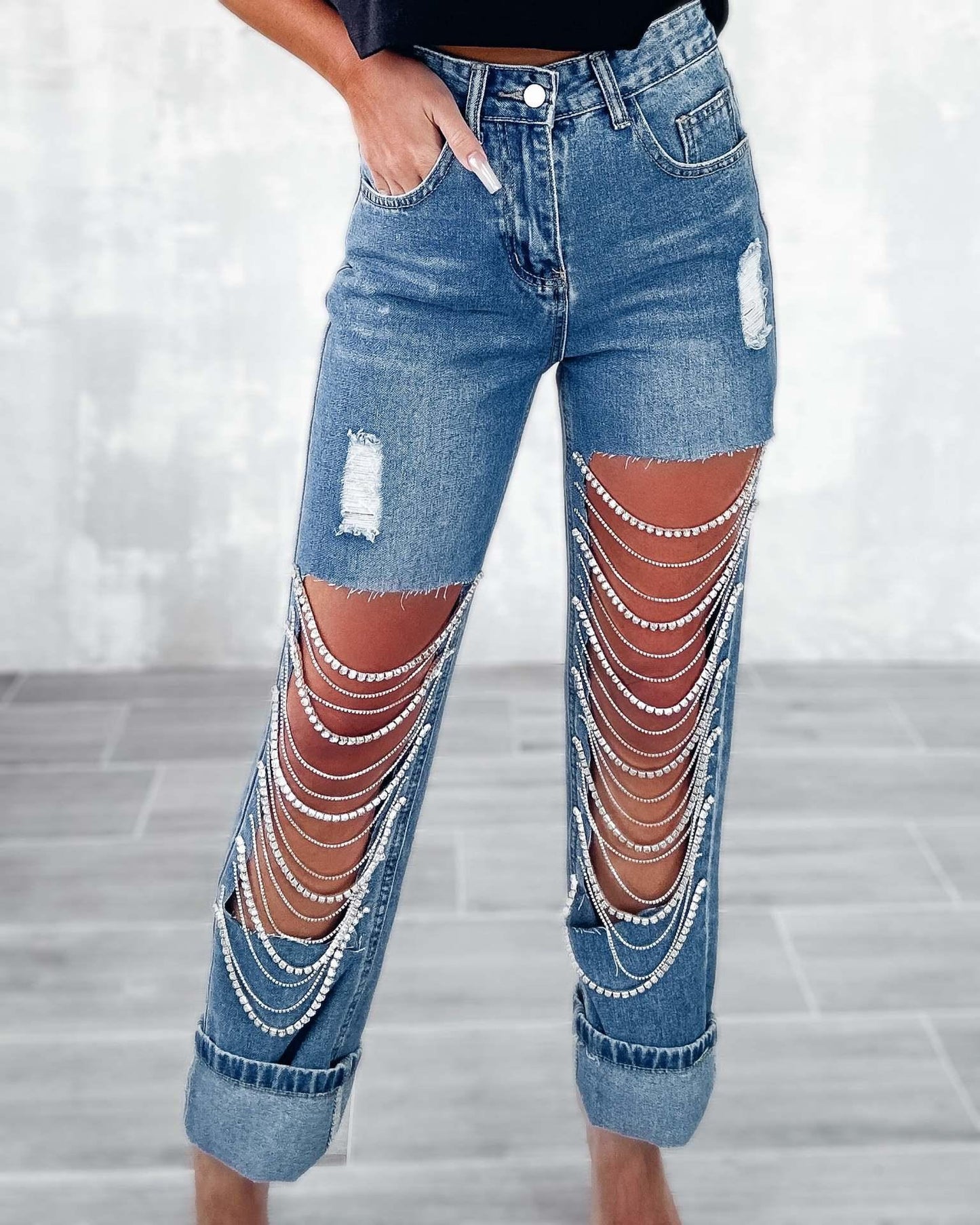 Jeans Women's  Straight-leg Pants