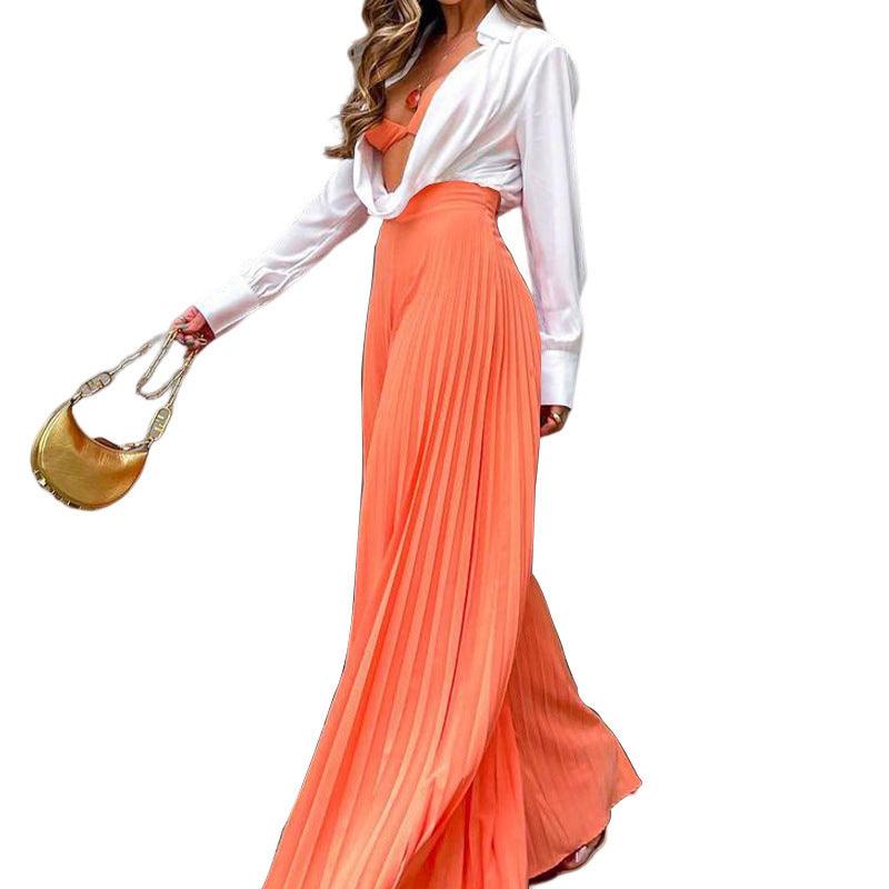 Women's Fashion Pleated Long Wide